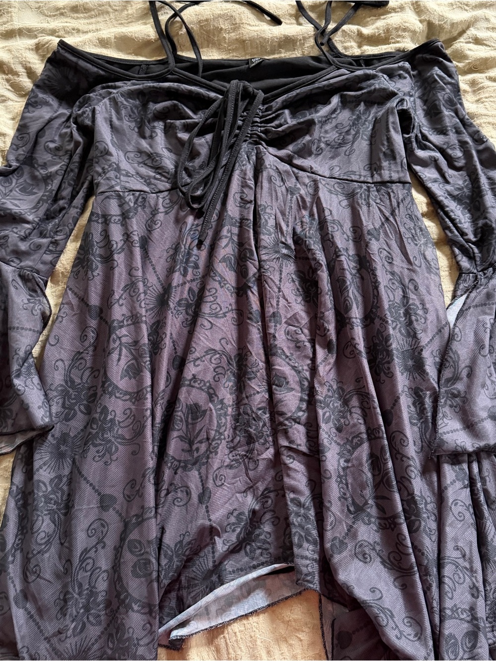SHEIN Black Halloween Witchy Whimsigoth Asymmetrical Babydoll Dress Size 1XL